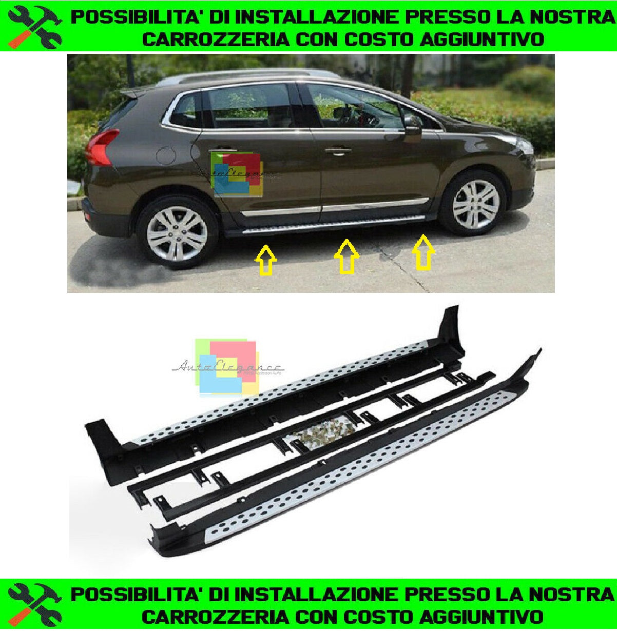 PEUGEOT 3008 MPV 2009 AL 2016 PEDANE LATERALI SOTTO PORTA TOP QUALITA'