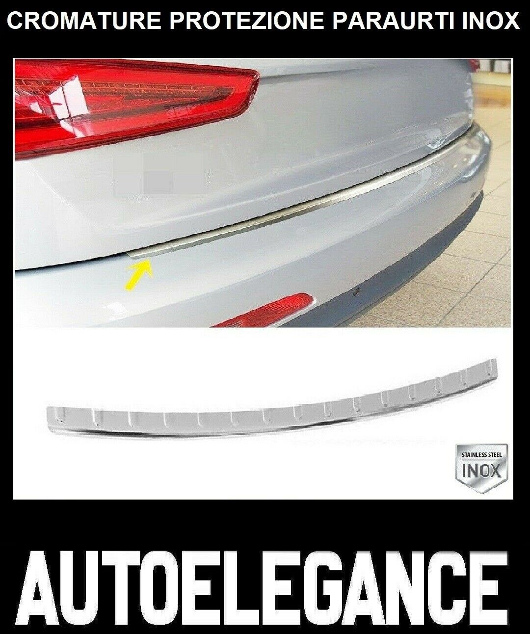 CROMATURA PROTEZIONE PARAURTI POSTERIORE Q3 8U 2011-2018 INOX ADESIVO 0032 AUTOELEGANCERICAMBI
