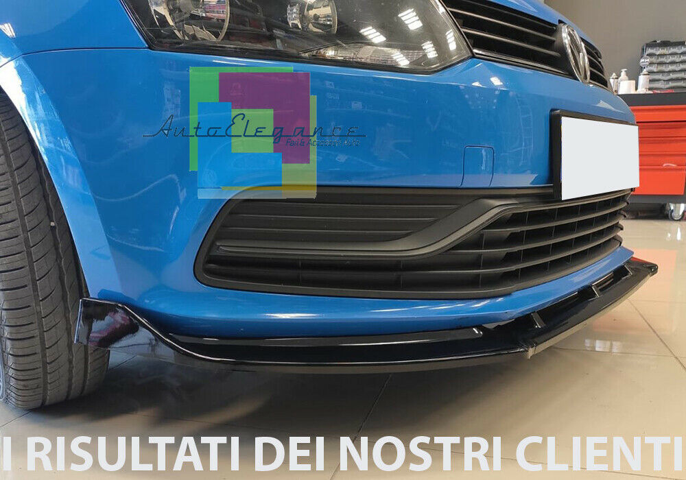 0213 VW POLO 6R 6C SPLITTER PARAURTI ANTERIORE NERO LUCIDO LOOK RS AUTOELEGANCERICAMBI