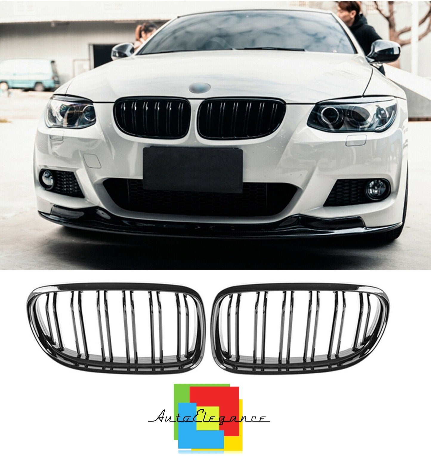 3 SERIES E90 E91 MUSTACHE GRILLE GLOSS BLACK LOOK DOUBLE KIDNEY NEWS