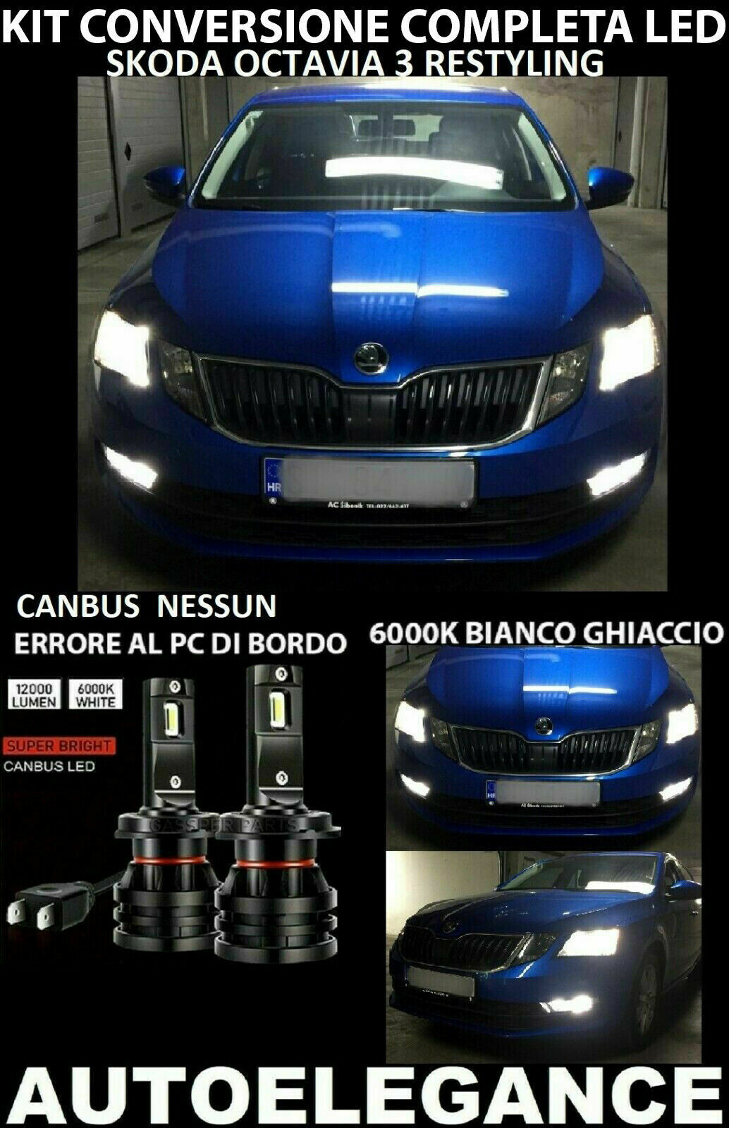 SKODA OCTAVIA 3 FACELIFT LOW BEAM HIGH BEAM FOG LIGHTS LED CAMBUS - 0032