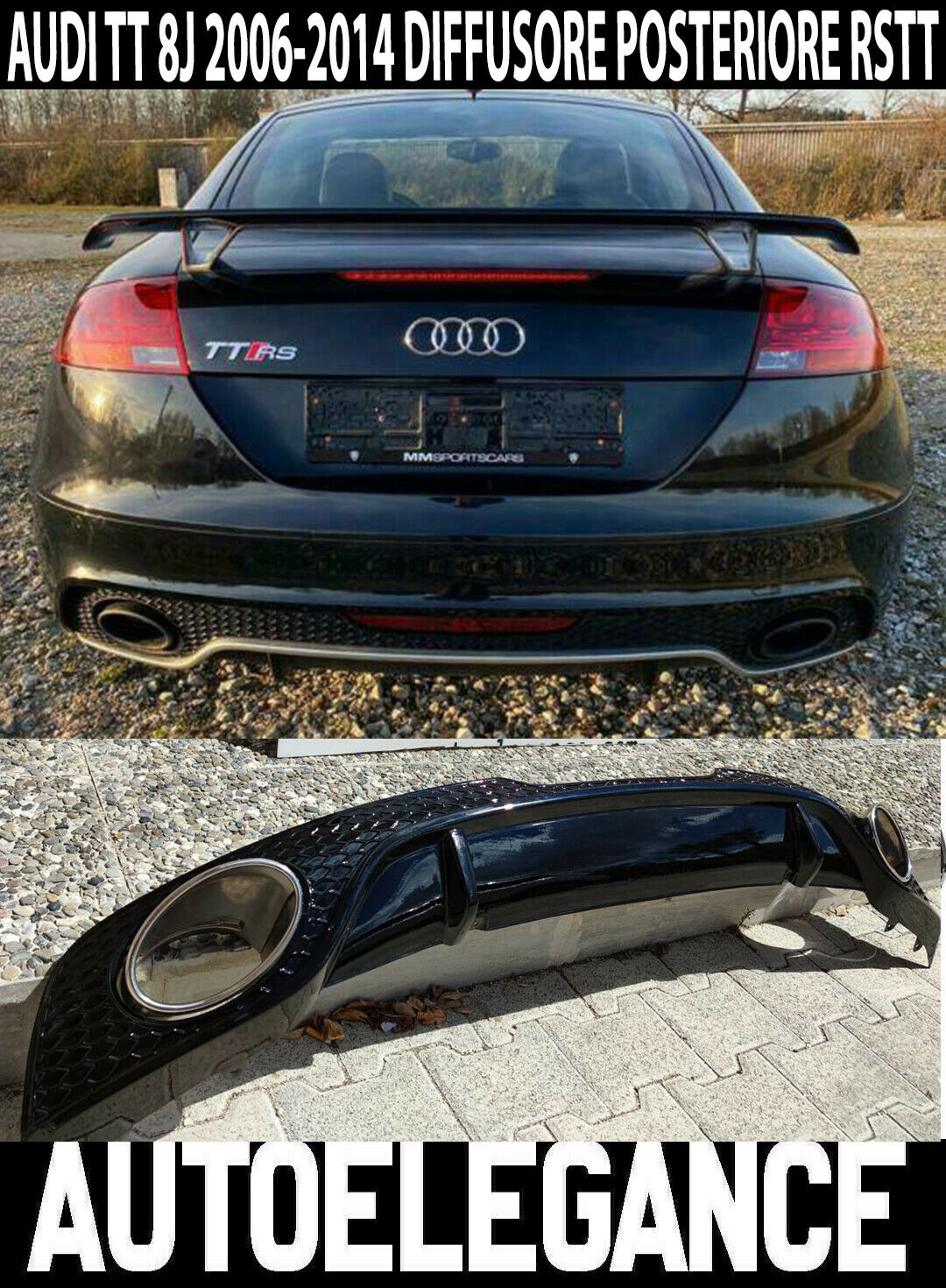 DIFFUSORE POSTERIORE AUDI TT 8J 06-14 PARAURTI SLINE LOOK RSTT + TERMINALI