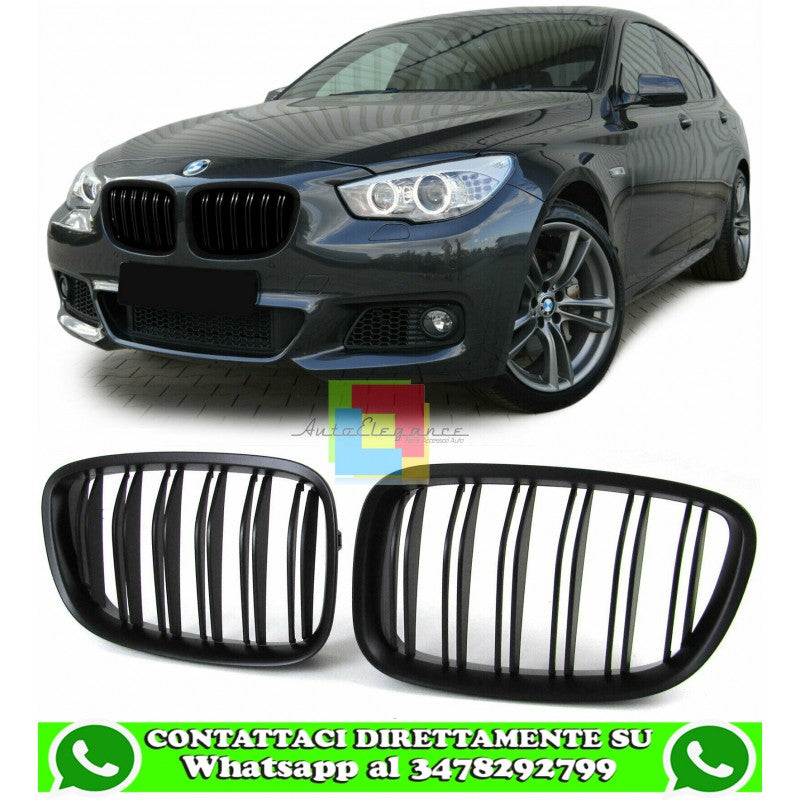 BMW SERIE 5 GT F07 2009+ GRIGLIA ANTERIORE DOPPIA FASCIA NERA LOOK M AUTOELEGANCERICAMBI