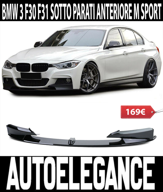 BMW SERIE 3 F30 F31 SPOILER SOTTO PARAURTI ANTERIORE M PERFORMANCE ABS NERO LUCIDO AUTOELEGANCERICAMBI
