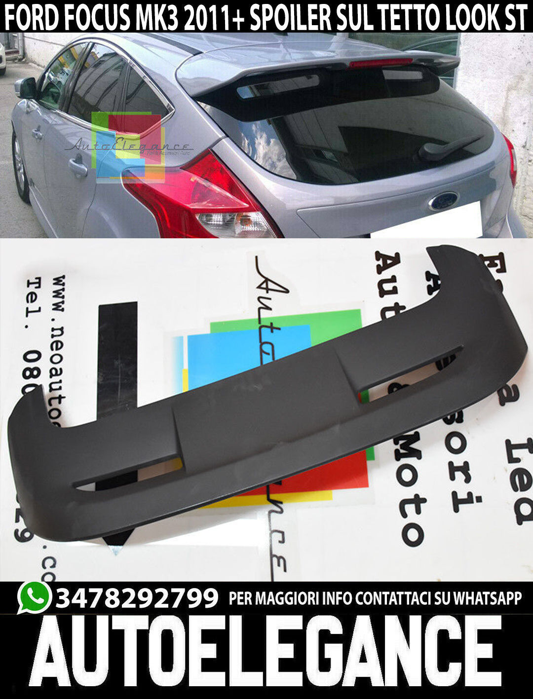 SPOILER POSTERIORE ST TETTO FORD FOCUS MK3 5 PORTE 2010-2018 0102