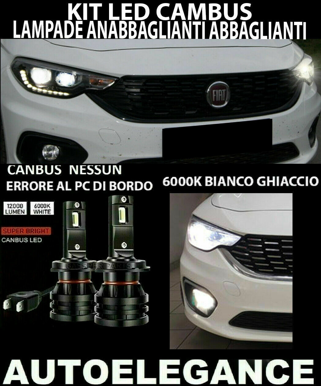 FIAT TIPO LENTICULAR HEADLIGHT LOW BEAM HIGH BEAM LED 16.000LM CAMBUS 0032