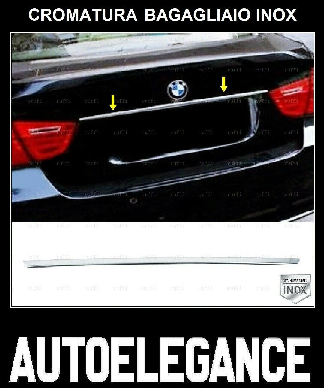 CROMATURA BAGAGLIAIO BMW Serie 3 E90 E91 2004-2012 ACCIAIO INOX ADESIVO 0032 AUTOELEGANCERICAMBI