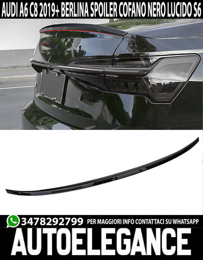 SPOILER POSTERIORE SUL COFANO PER AUDI A6 4A C8 2018+ BERLINA NERO LUCIDO ABS