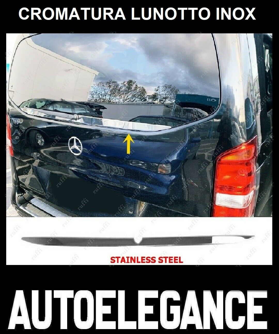 CROMATURA LUNOTTO MERCEDES VITO W447 2014+ ACCIAIO INOX ADESIVO 0032 AUTOELEGANCERICAMBI