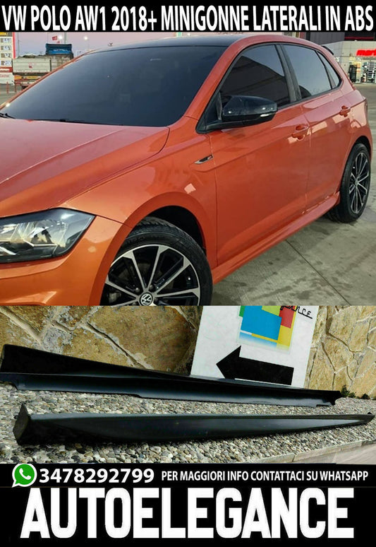 SIDE SKIRTS UNDER DOOR VW POLO MK6 AW1 DESIGN RLINE IN ABS 0035