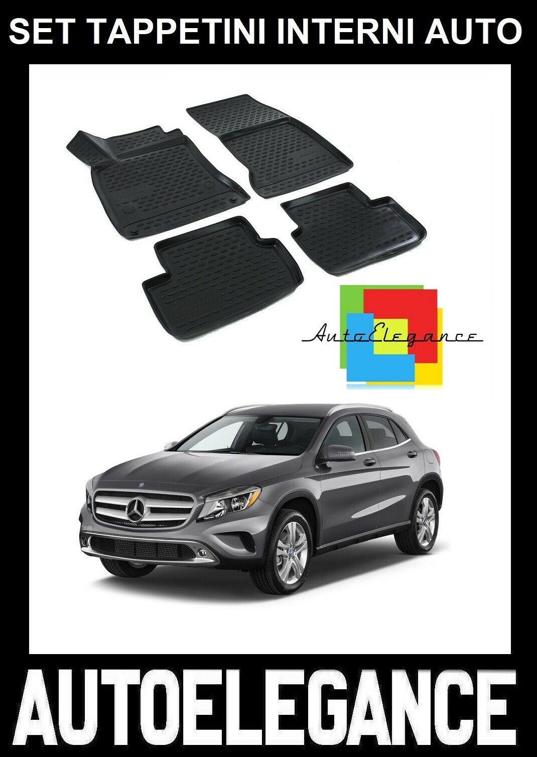 CUSTOM RUBBER CAR INTERIOR MATS SET FOR MERCEDES GLA X156 2013+ -AT-