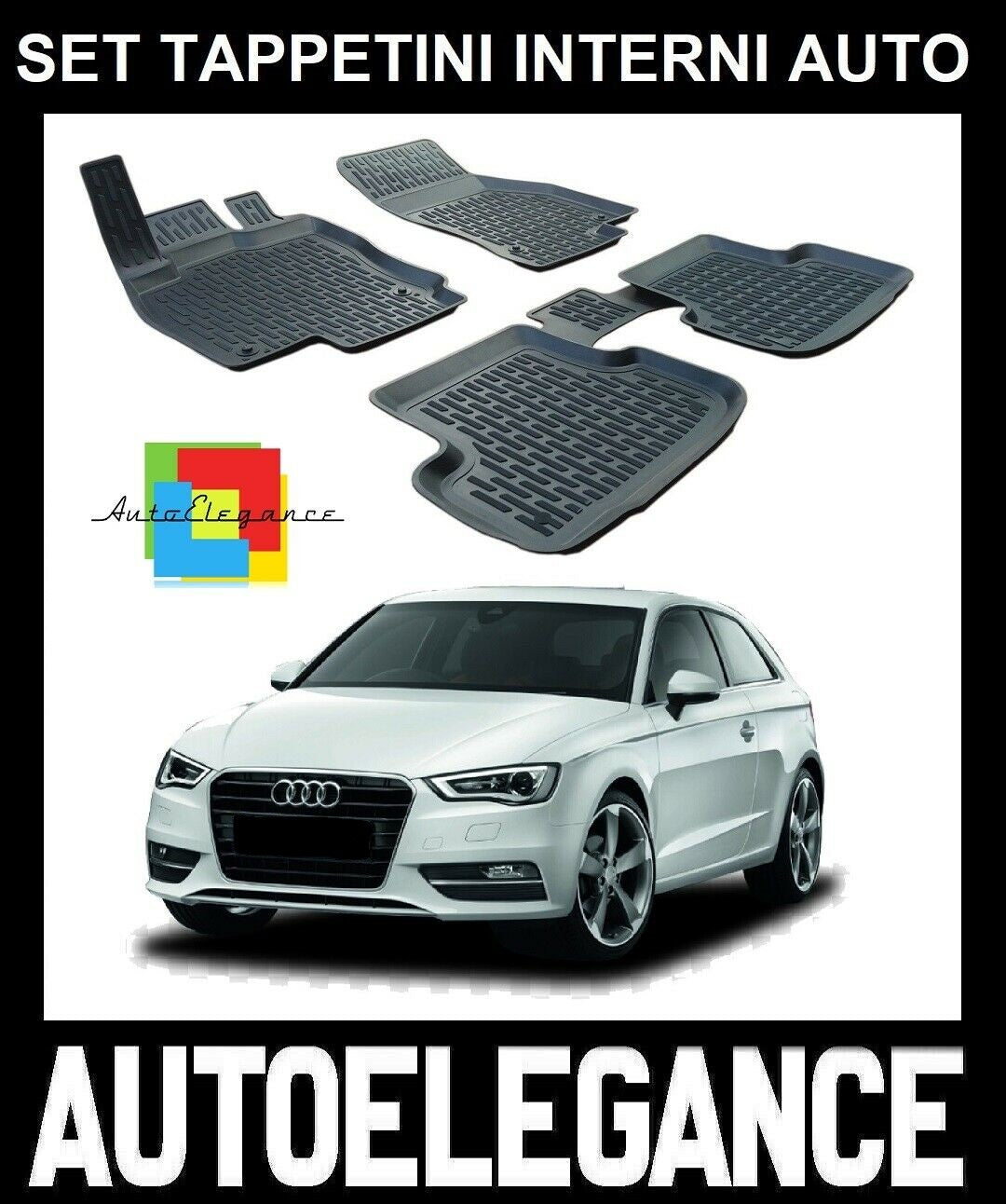 SET OF CUSTOM RUBBER CAR INTERIOR MATS AUDI A3 8V 2012-2020 0032