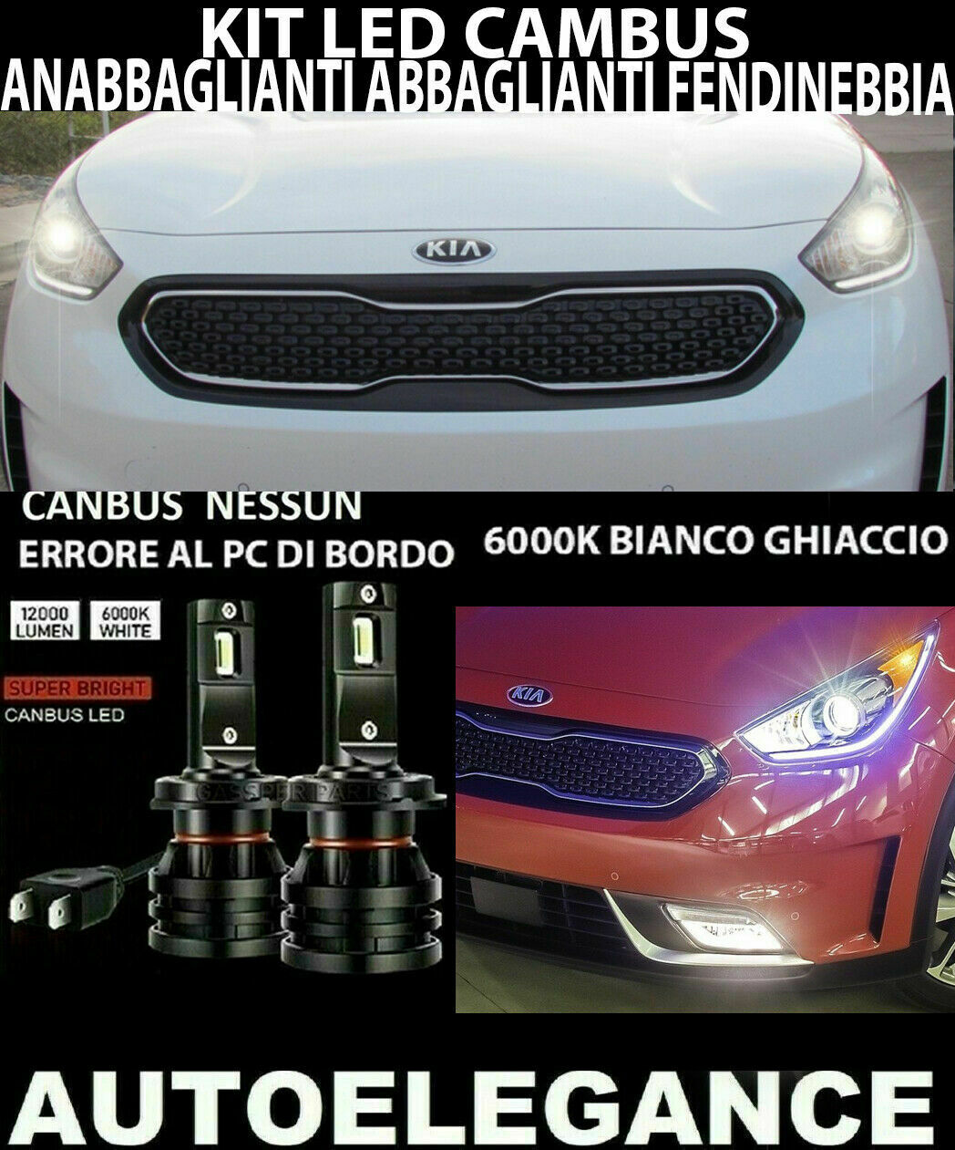 KIA NIRO LOW BEAM HIGH BEAM FOG LIGHTS LED 16.000LM 0032