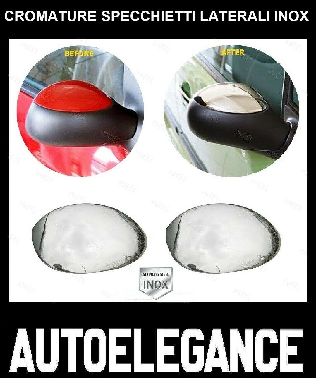 CROMATURA SPECCHIETTI LATERALI CITROEN C3 MK1 2002-2009 INOX ADESIVO 0032 AUTOELEGANCERICAMBI