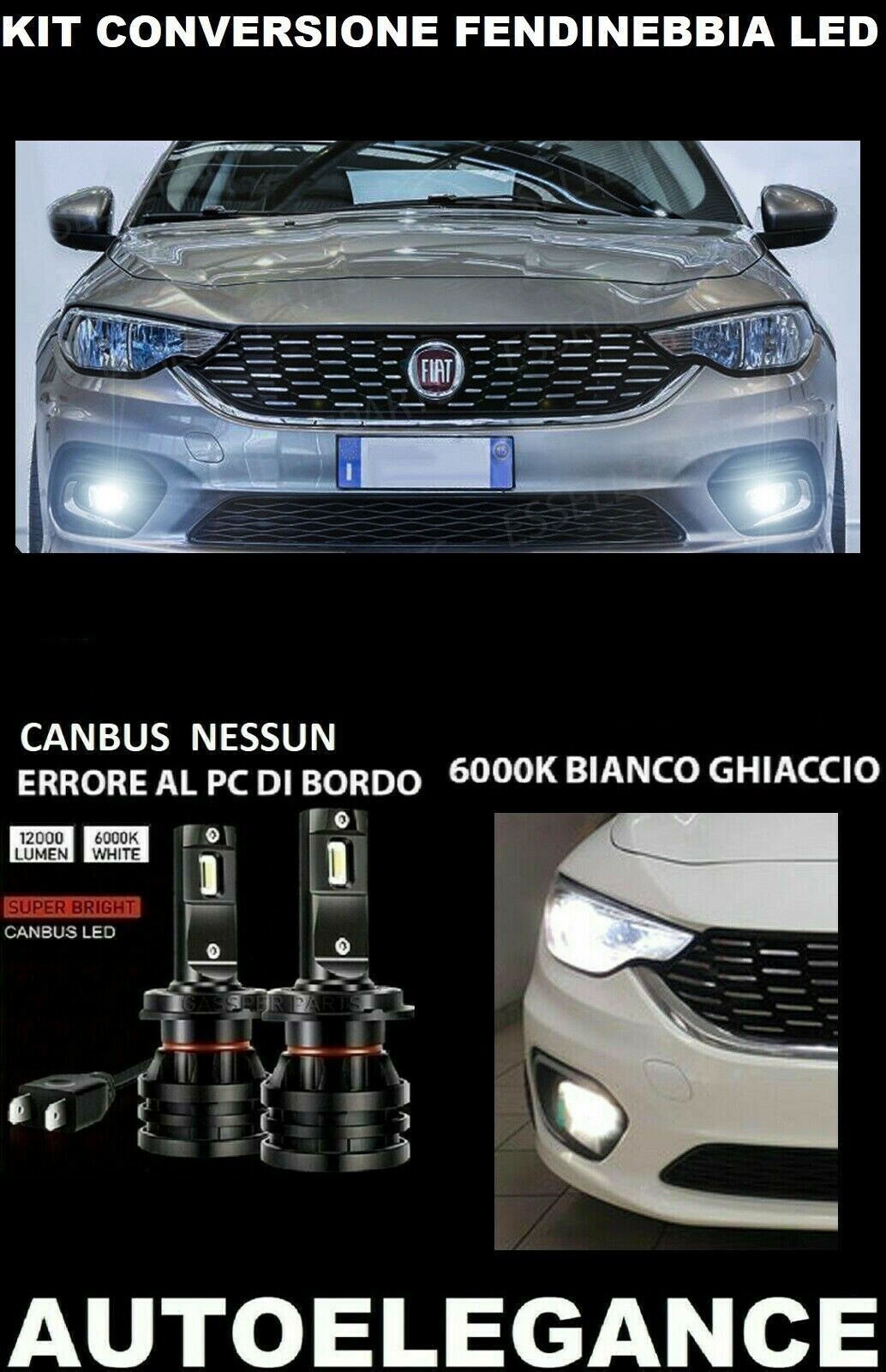 FIAT TIPO LED FOG LIGHTS 10.000LM CAMBUS 0032