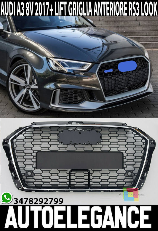 AUDI A3 8V 2012-2015 GRIGLIA ANTERIORE LOOK RS3 NIDO D'APE SENZA LOGO AUTOELEGANCERICAMBI