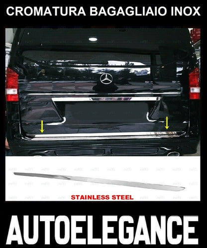CROMATURA BAGAGLIAIO POSTERIORE SOPRA MERCEDES VITO W447 2014+ INOX ADESIVO 0032 AUTOELEGANCERICAMBI