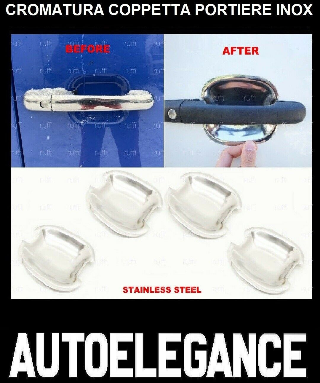 CROMATURA COPPETTA 4 PORTE MERCEDES VITO W638 1996-2003 INOX ADESIVO 0032 AUTOELEGANCERICAMBI