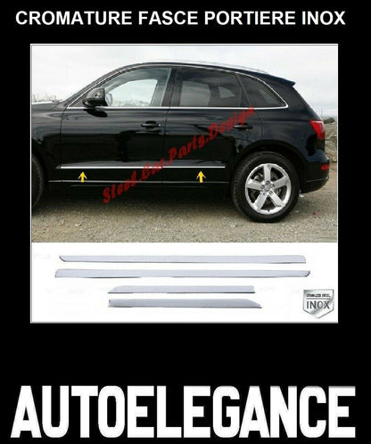 CROMATURA FASCE LATERALI PORTIERE AUDI Q5 8R 2008-2016 ACCIAIO INOX ADESIVO 0032 AUTOELEGANCERICAMBI