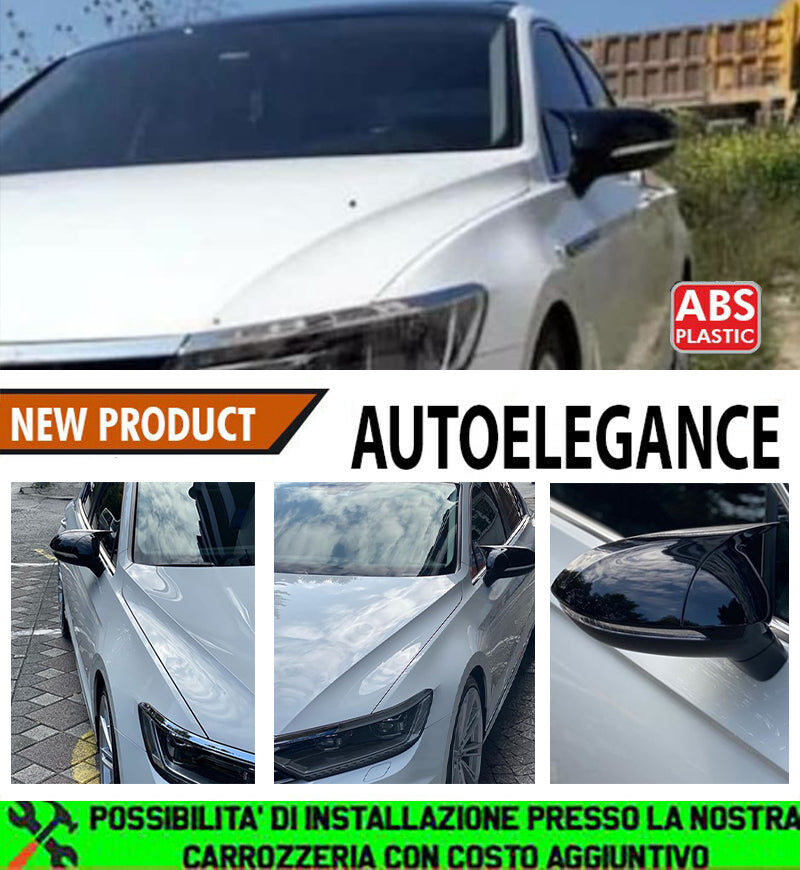 VW PASSAT B8 2014+ CALOTTE ADESIVE SPECCHI SPECCHIETTI RETROVISORI NERO LUCIDO