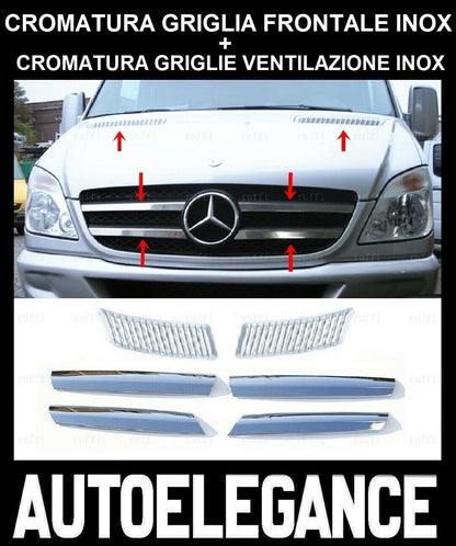 CROMATURA GRIGLIA + VENT. 4+2PZ MERCEDES SPRINTER W906 06-13 INOX ADESIVO 0032 AUTOELEGANCERICAMBI