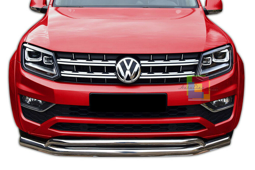 BULL BAR CROMATO VW AMAROK 2017+ SOTTO PARAURTI ANTERIORE ACCIAIO INOX AUTOELEGANCERICAMBI