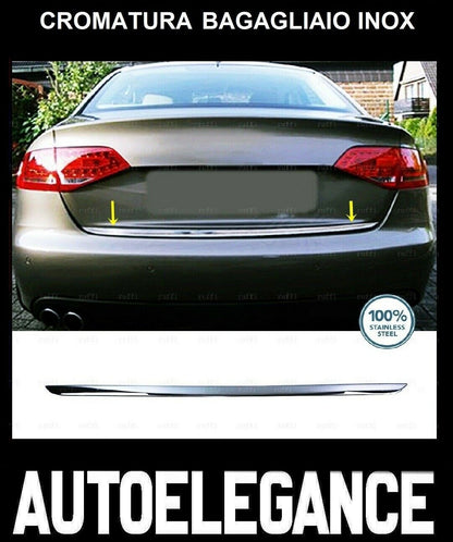 CROMATURA BAGAGLIAIO AUDI A4 B8 2007-2015 ACCIAIO INOX ADESIVO 0032 AUTOELEGANCERICAMBI