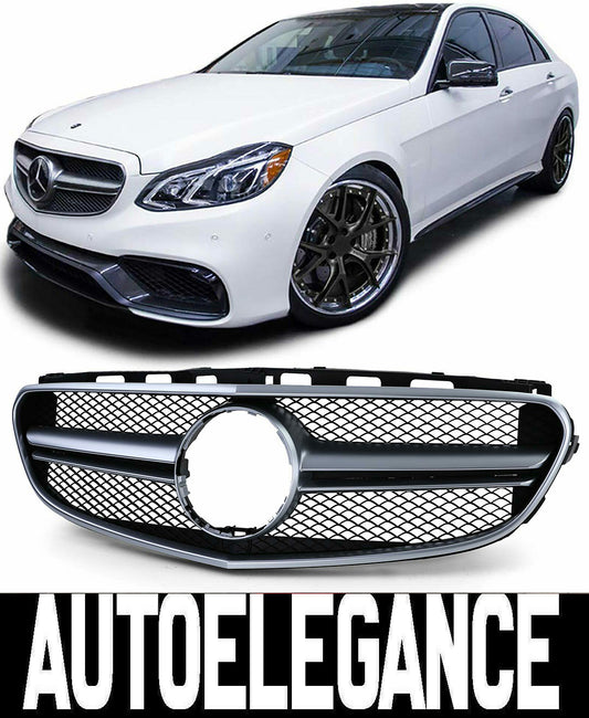 MERCEDES E W212 S212 2013-2016 LIFT FRONT GRILLE AMG LOOK SATIN PROFILE