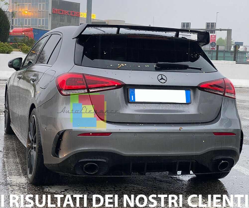 0286 MERCEDES CLASSE A W177 LOOK AMG SPOILER TETTO IN ABS NERO LUCIDO A45 AUTOELEGANCERICAMBI