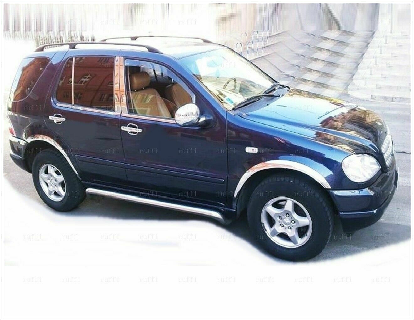 CROMATURA CORNICI FINESTRINI 6PZ MERCEDES ML W163 1998-2005 INOX ADESIVO 0032 AUTOELEGANCERICAMBI