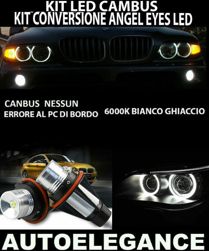 BMW X5 E53 2000-2006 KIT ANGEL EYES LED 10W LED NO ERRORE CAMBUS 0032 AUTOELEGANCERICAMBI