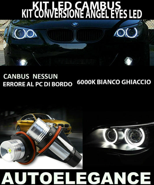 BMW SERIE 5 E60 E61 KIT ANGEL EYES LED 10W LED NO ERRORE CAMBUS 0032 AUTOELEGANCERICAMBI