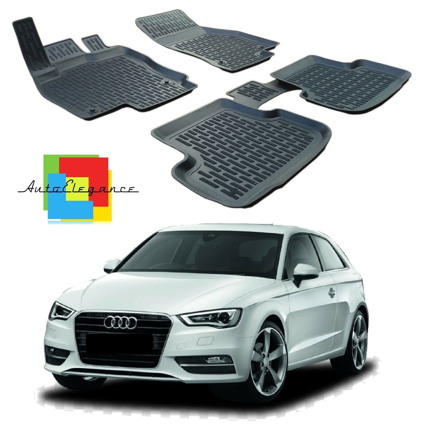 SET OF CUSTOM RUBBER CAR INTERIOR MATS AUDI A3 8V 2012-2020 0032