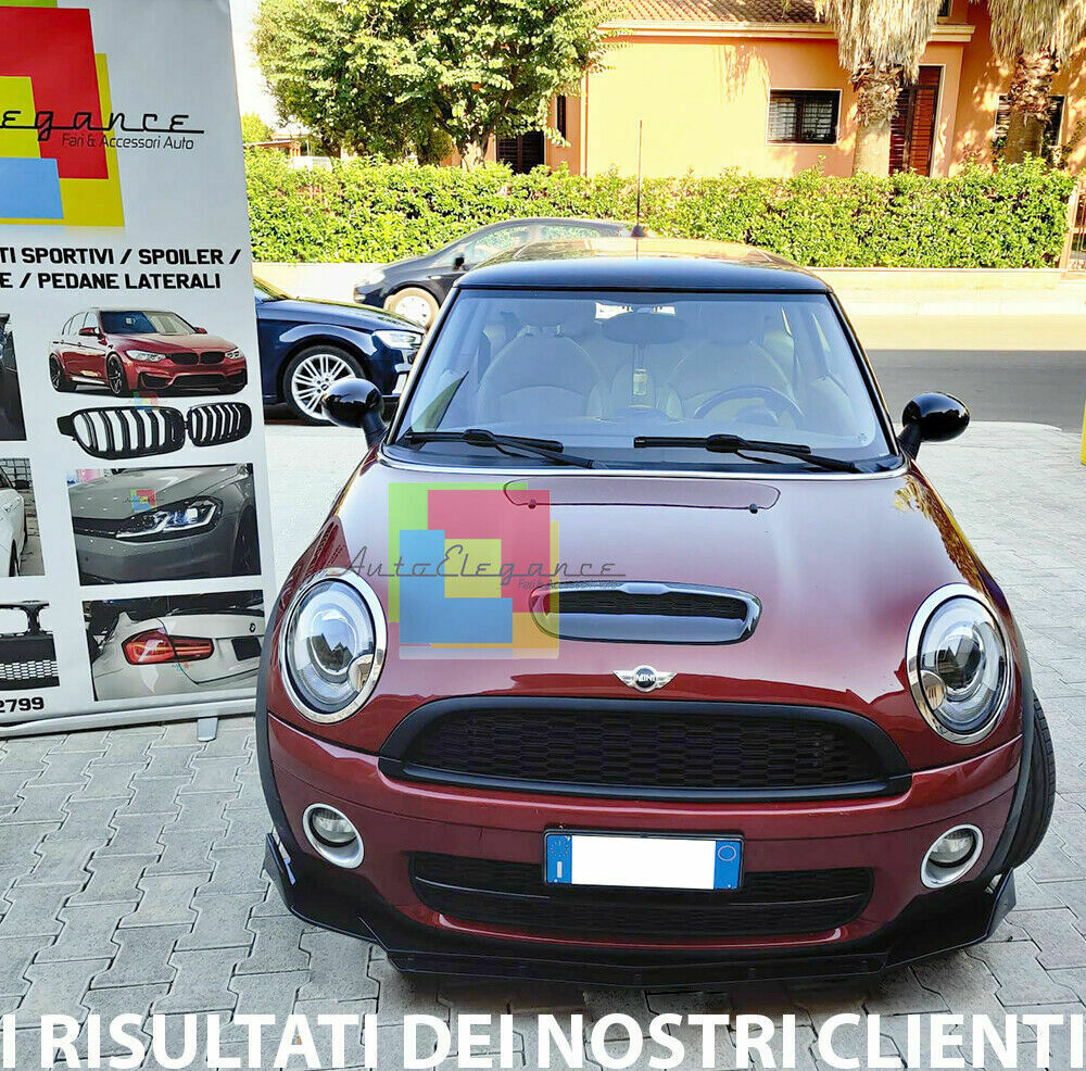 0229 MINI R55 R56 R57 R58 R59 SPLITTER PARAURTI ANTERIORE NERO LUCIDO LOOK RS AUTOELEGANCERICAMBI