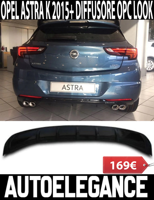 OPEL ASTRA K 2015-2018 DIFFUSORE SOTTO PARAURTI POSTERIORE ABS NERO OPC