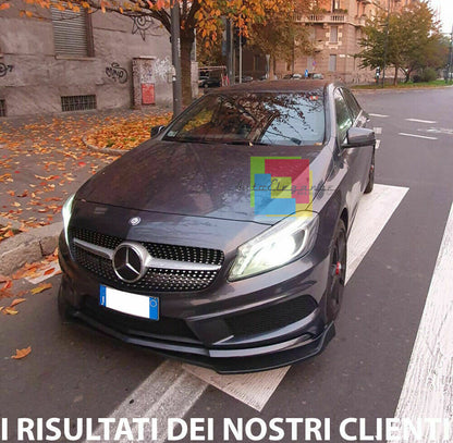 0193 MERCEDES A W176 2012-2015 SPLITTER ANTERIORE SOTTO PARAURTI ABS NERO LAMA AUTOELEGANCERICAMBI