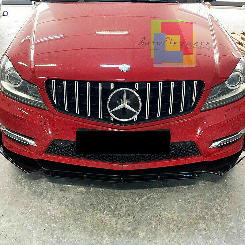 0170 MERCEDES CLASSE C W204 S204 SPLITTER PARAURTI ANTERIORE NERO LUCIDO LOOK RS AUTOELEGANCERICAMBI