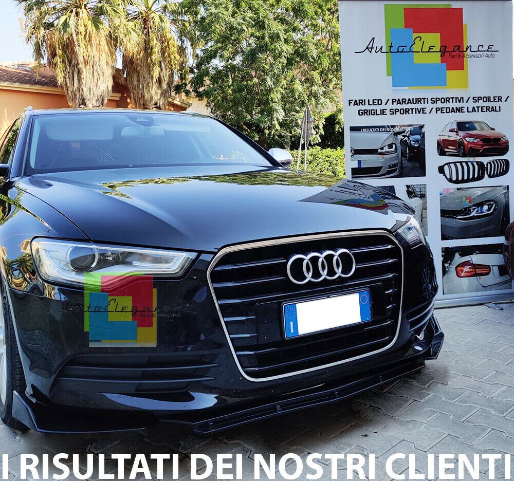 0230 AUDI A6 4G C7 2011-2018 SPLITTER PARAURTI ANTERIORE NERO LUCIDO LOOK RS AUTOELEGANCERICAMBI
