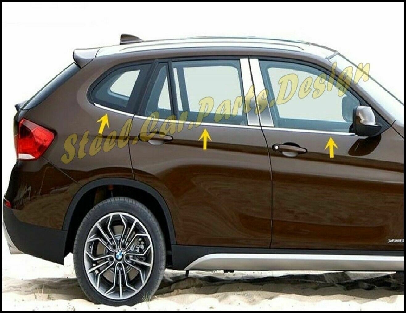 CROMATURA CORNICI FINESTRINI 6PZ BMW X1 E84 2009-2015 INOX ADESIVO 0032 AUTOELEGANCERICAMBI