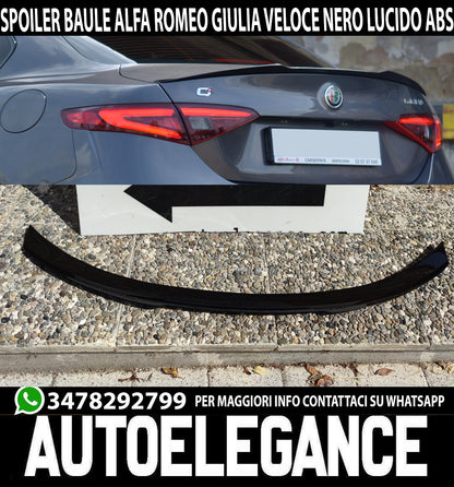 ALFA ROMEO GIULIA VELOCE TRUNK SPOILER GLOSSY BLACK ABS SPORTS HOOD WING
