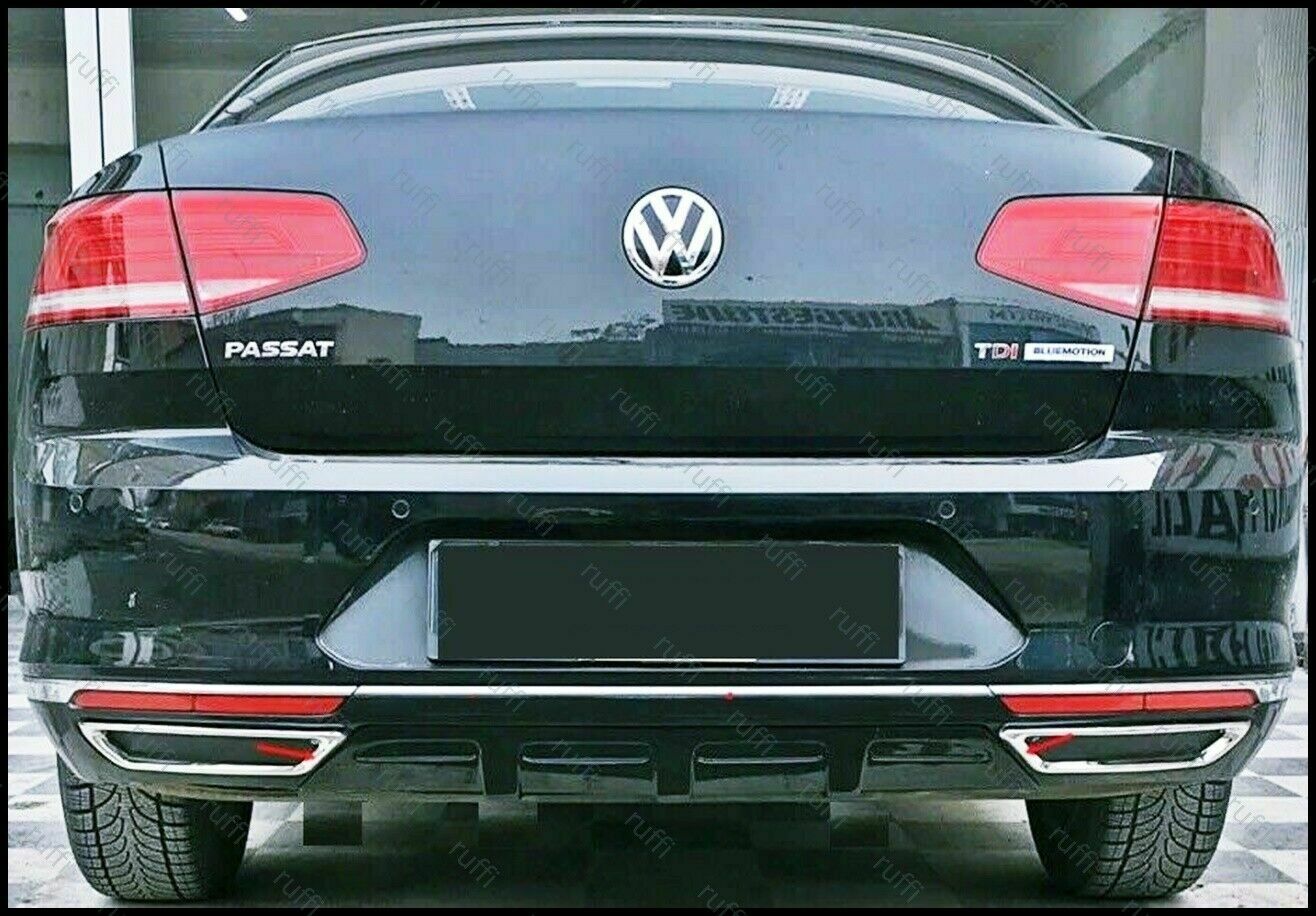 CROMATURA CORNICE DEFLETTORI DI SCARICO VW PASSAT B8 2014+ INOX ADESIVO 0032 AUTOELEGANCERICAMBI
