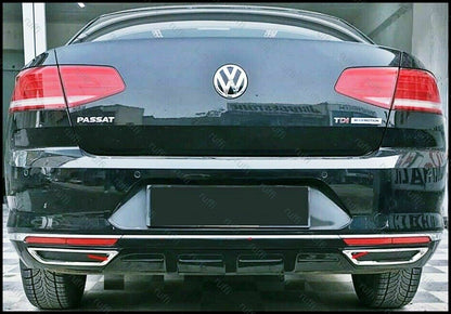 CROMATURA CORNICE DEFLETTORI DI SCARICO VW PASSAT B8 2014+ INOX ADESIVO 0032 AUTOELEGANCERICAMBI
