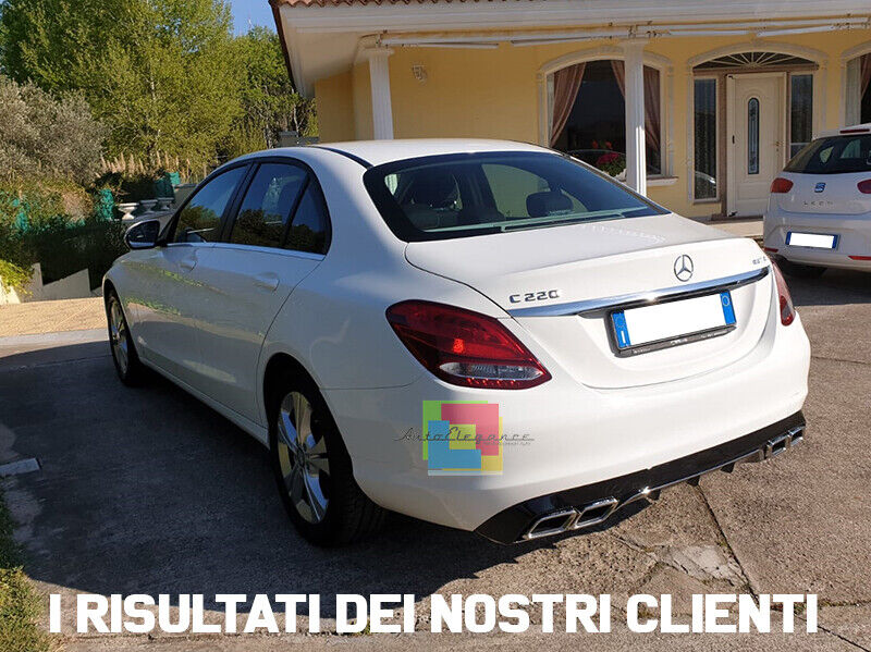 SOTTO PARAURTI MERCEDES CLASSE C W205 DIFFUSORE POSTERIORE AMG + TERMINALI