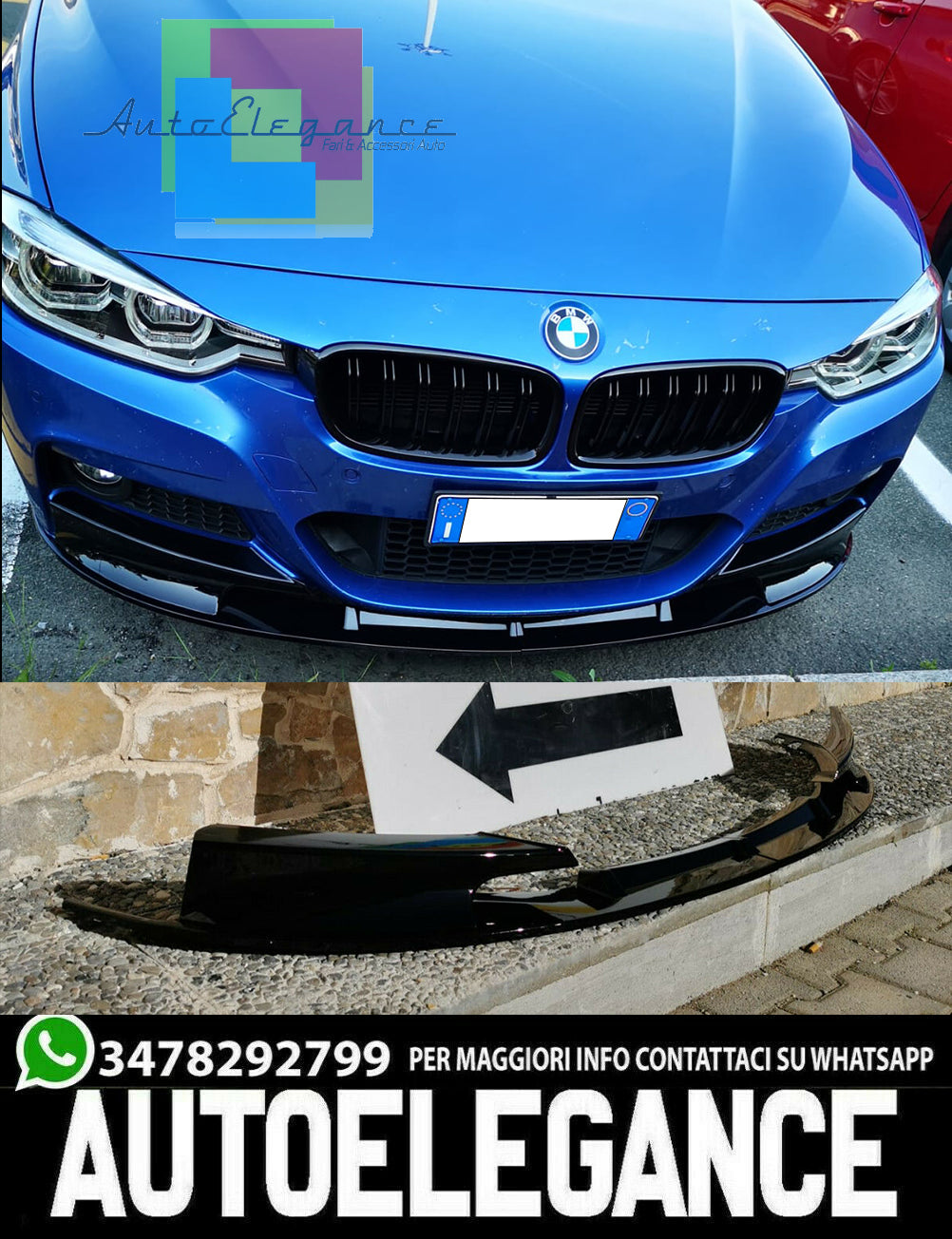BMW SERIE 3 F30 F31 M SPLITTER SOTTO PARAURTI ANTERIORE NERO LUCIDO ABS .- 0327 AUTOELEGANCERICAMBI