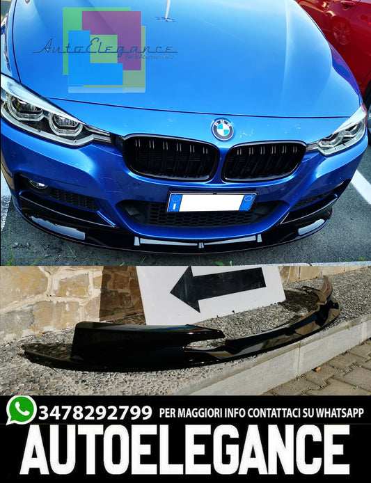 BMW SERIE 3 F30 F31 M SPLITTER SOTTO PARAURTI ANTERIORE NERO LUCIDO ABS .- 0327 AUTOELEGANCERICAMBI