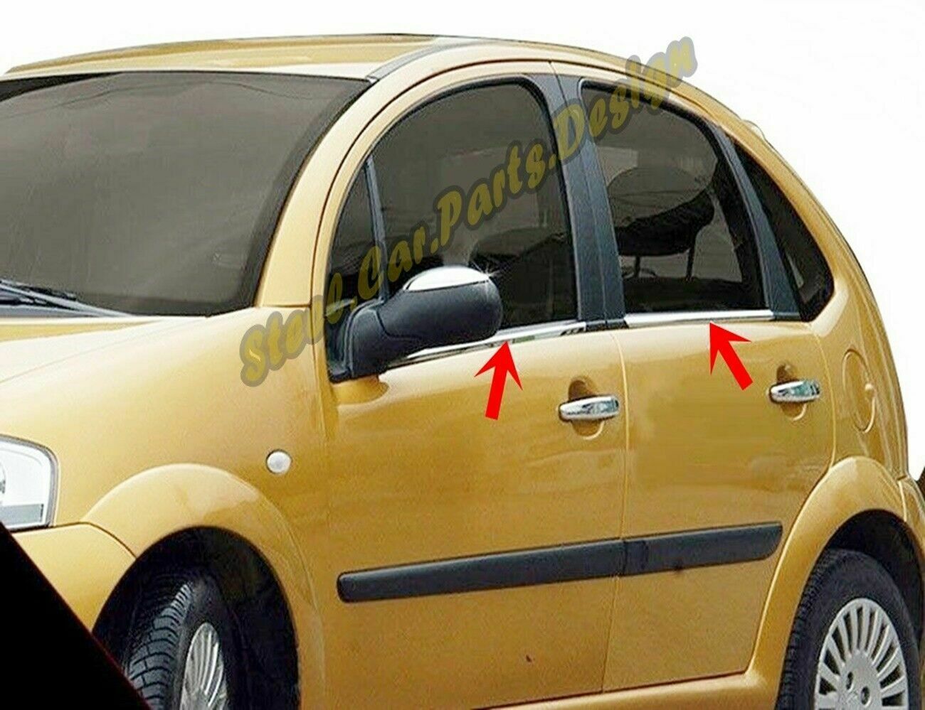 CROMATURA CORNICI FINESTRINI 4PZ CITROEN C3 MK1 2002-2009 INOX ADESIVO 0032 AUTOELEGANCERICAMBI