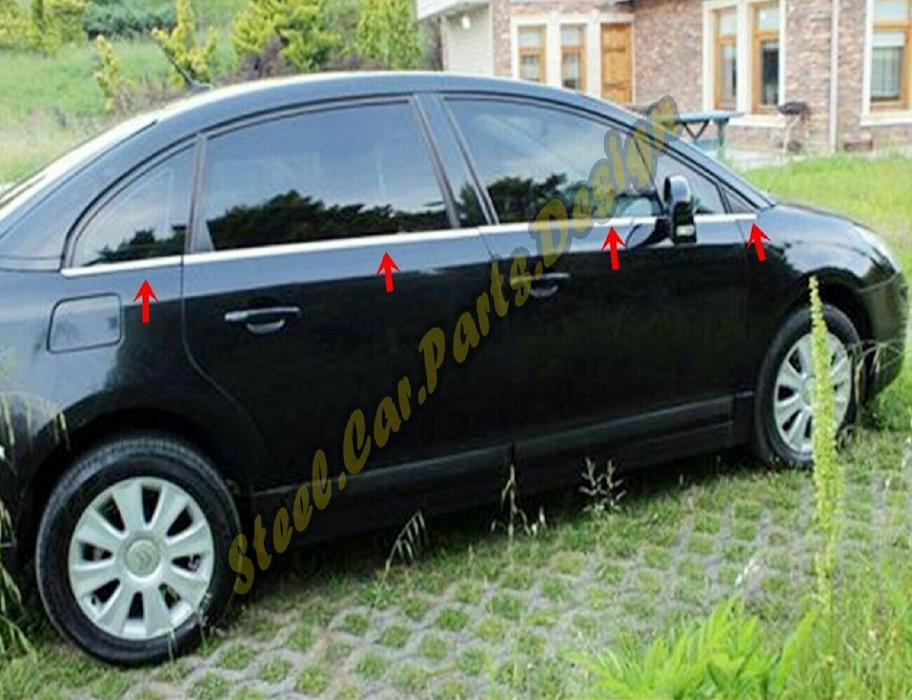 CROMATURA CORNICI FINESTRINI 8PZ CITROEN C4 MK1 2006-2011 INOX ADESIVO 0032 AUTOELEGANCERICAMBI