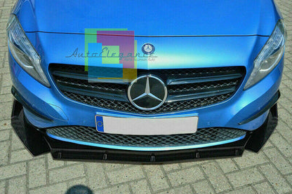 0285 MERCEDES CLASSE A W176 SPLITTER PARAURTI ANTERIORE NERO LUCIDO LOOK RS AUTOELEGANCERICAMBI