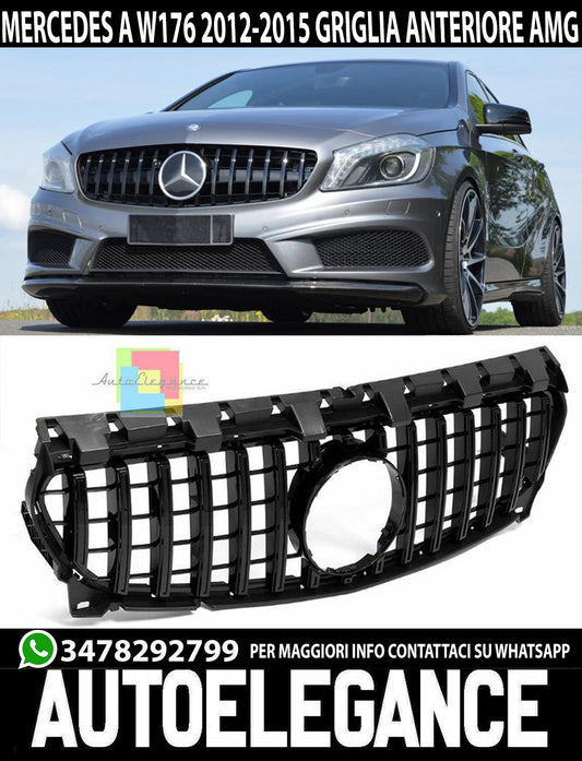 GRIGLIA ANTERIORE NERA PER MERCEDES CLASSE A W176 2012-2015 CALANDRA AMG