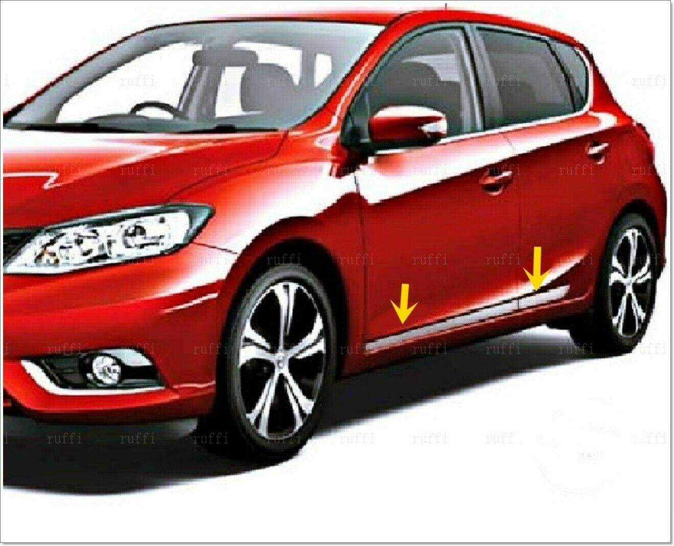 CROMATURA FASCE LATERALI PORTIERE NISSAN PULSAR C13 ACCIAIO INOX ADESIVO 0032 AUTOELEGANCERICAMBI